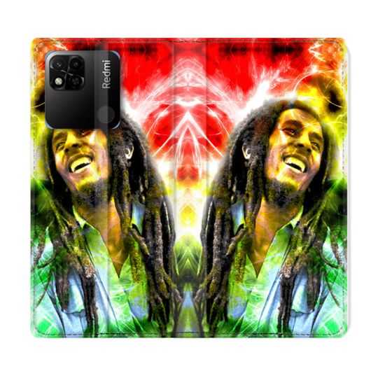 Housse cuir portefeuille Pour Xiaomi Redmi 10A Musique Bob Marley Color