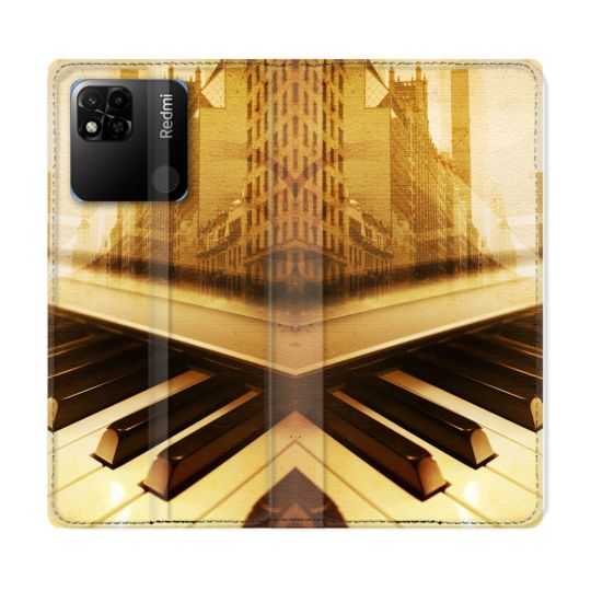 Housse cuir portefeuille Pour Xiaomi Redmi 10A Musique Piano Retro