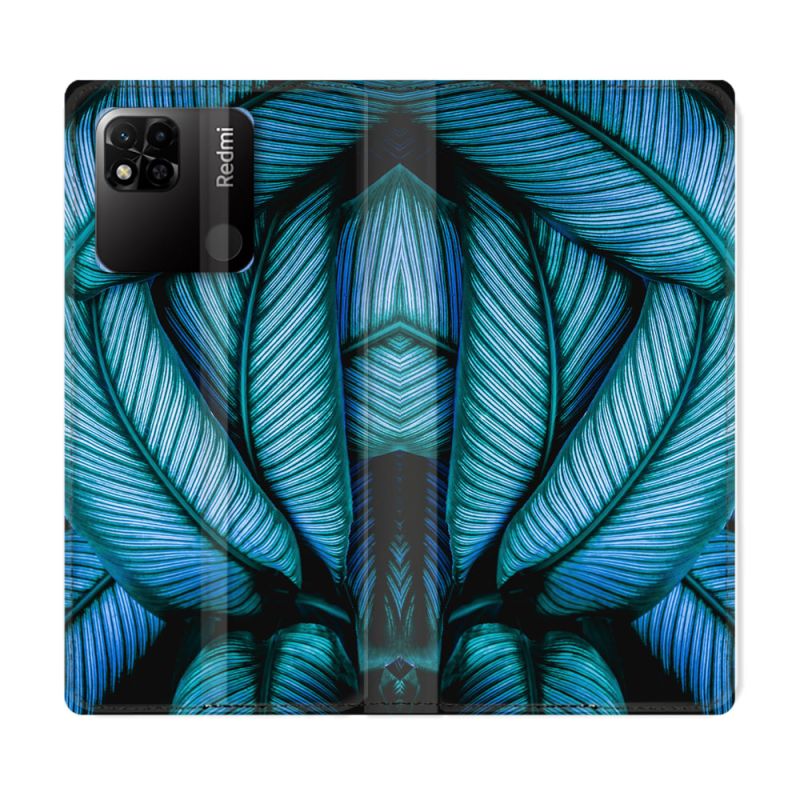 Housse cuir portefeuille Pour Xiaomi Redmi 10A Nature Feuille Palmier