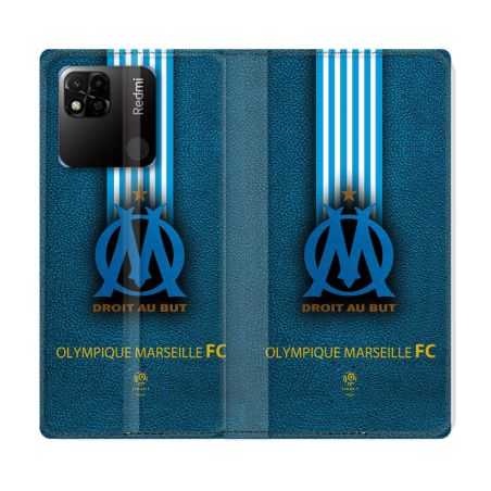 Housse cuir portefeuille Pour Xiaomi Redmi 10A Olympique Marseille OM Bande