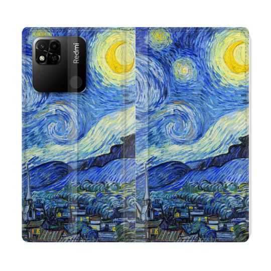 Housse cuir portefeuille Pour Xiaomi Redmi 10A Peinture La nuit étoilée