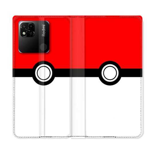 Housse cuir portefeuille Pour Xiaomi Redmi 10A Pokemon Pokeball