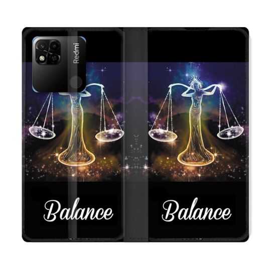 Housse cuir portefeuille Pour Xiaomi Redmi 10A Signe Zodiaque 2 Balance