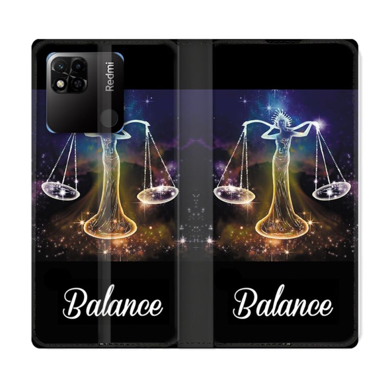 Housse cuir portefeuille Pour Xiaomi Redmi 10A Signe Zodiaque 2 Balance