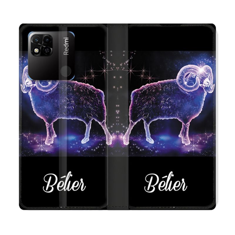 Housse cuir portefeuille Pour Xiaomi Redmi 10A Signe Zodiaque 2 Bélier