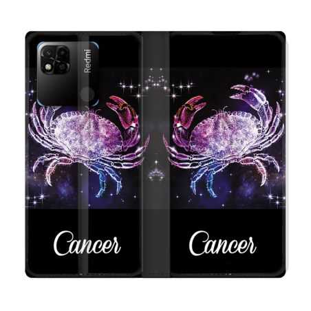 Housse cuir portefeuille Pour Xiaomi Redmi 10A Signe Zodiaque 2 Cancer