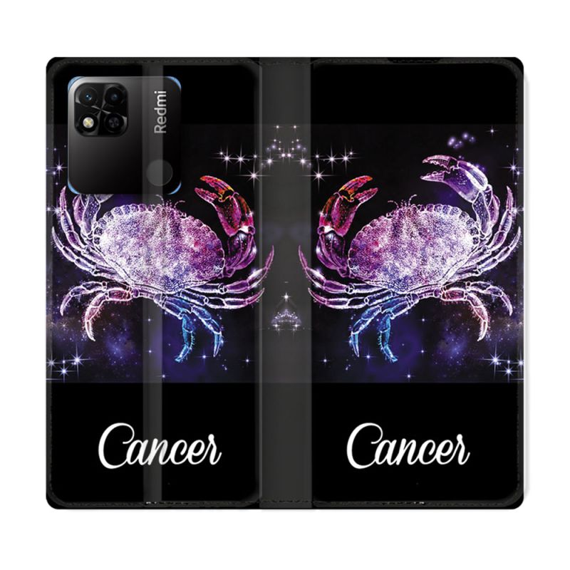 Housse cuir portefeuille Pour Xiaomi Redmi 10A Signe Zodiaque 2 Cancer