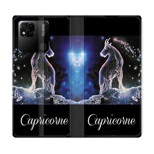 Housse cuir portefeuille Pour Xiaomi Redmi 10A Signe Zodiaque 2 Capricorne
