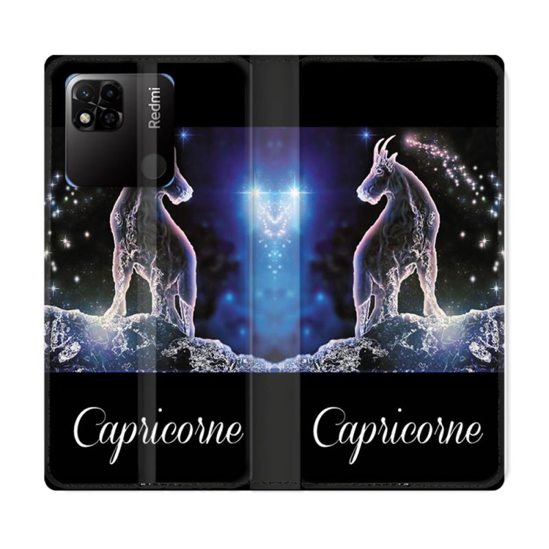 Housse cuir portefeuille Pour Xiaomi Redmi 10A Signe Zodiaque 2 Capricorne
