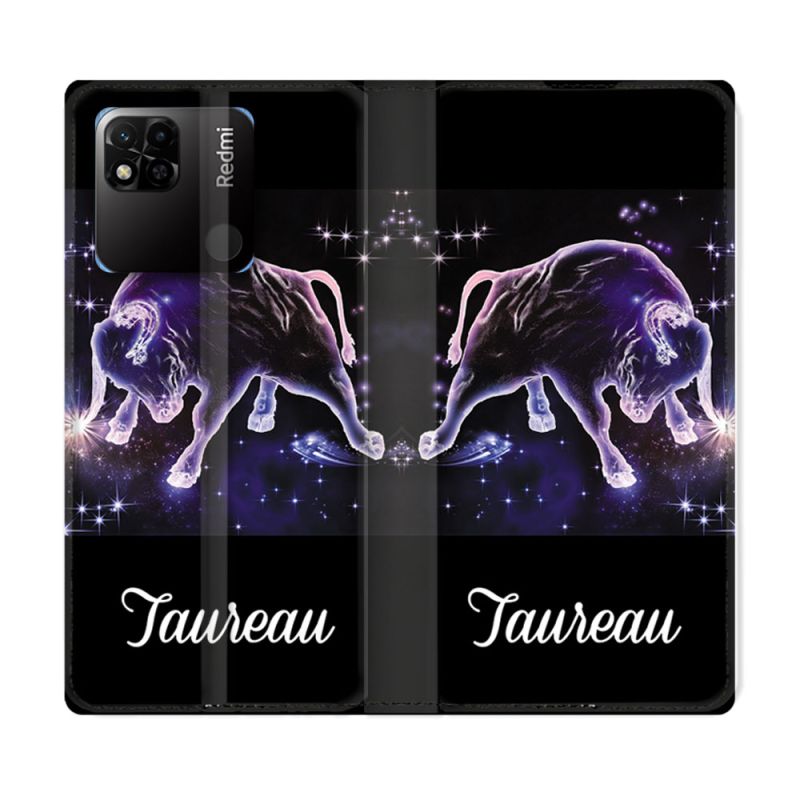 Housse cuir portefeuille Pour Xiaomi Redmi 10A Signe Zodiaque 2 Taureau