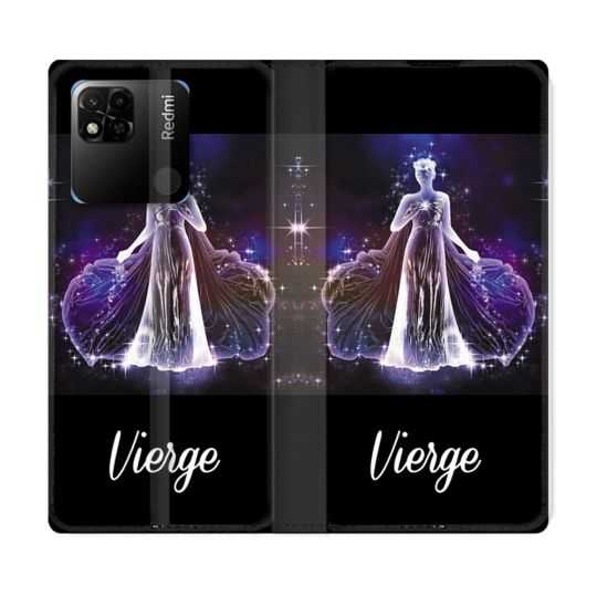 Housse cuir portefeuille Pour Xiaomi Redmi 10A Signe Zodiaque 2 Vierge