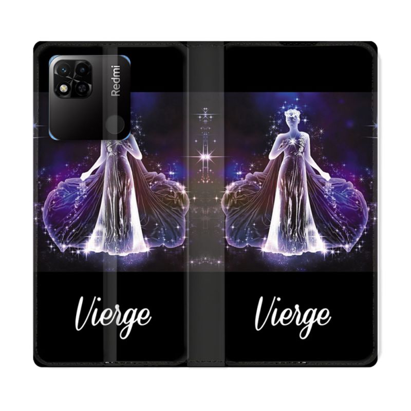 Housse cuir portefeuille Pour Xiaomi Redmi 10A Signe Zodiaque 2 Vierge