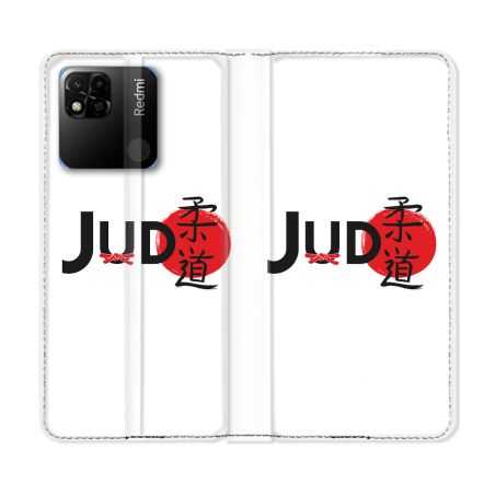 Housse cuir portefeuille Pour Xiaomi Redmi 10A Sport Judo Logo