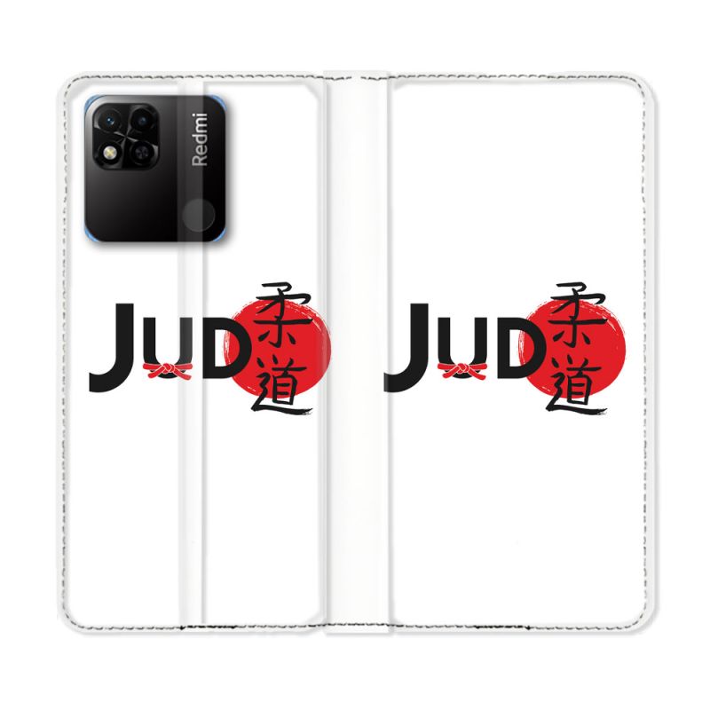 Housse cuir portefeuille Pour Xiaomi Redmi 10A Sport Judo Logo