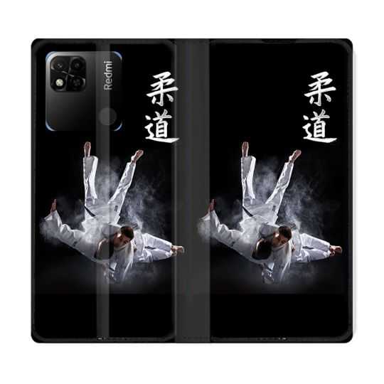 Housse cuir portefeuille Pour Xiaomi Redmi 10A Sport Judo Noir