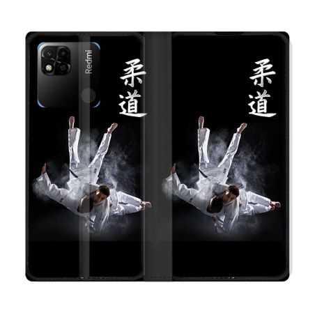 Housse cuir portefeuille Pour Xiaomi Redmi 10A Sport Judo Noir