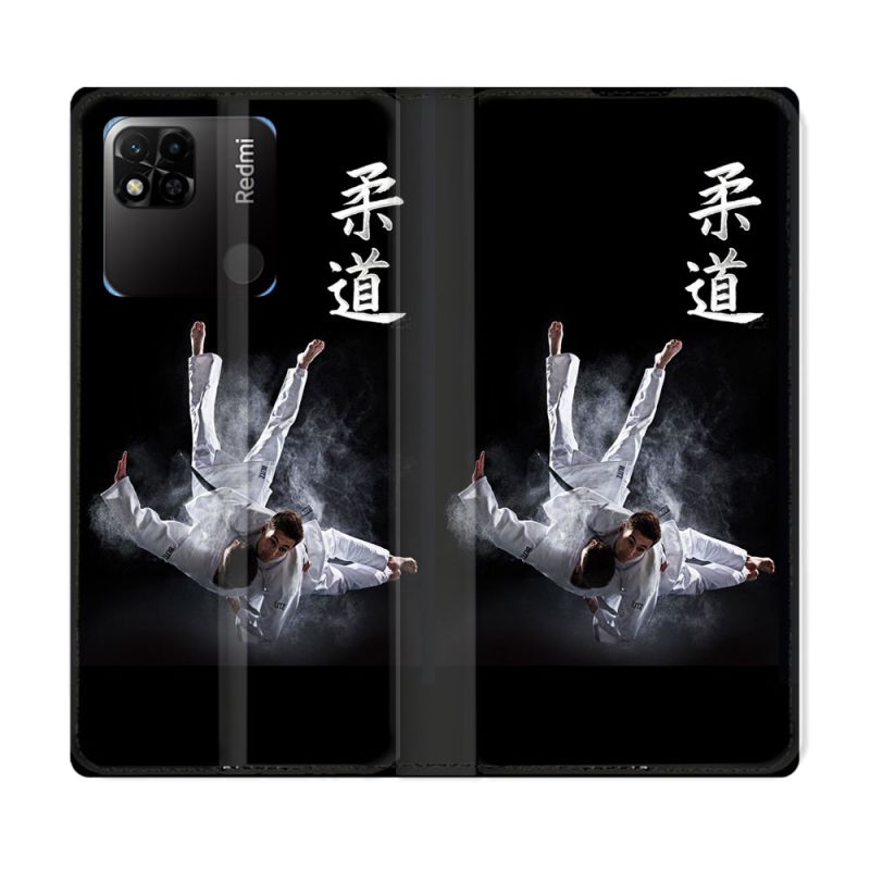 Housse cuir portefeuille Pour Xiaomi Redmi 10A Sport Judo Noir
