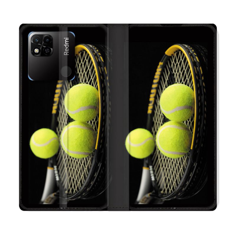 Housse cuir portefeuille Pour Xiaomi Redmi 10A Sport Tennis Balls