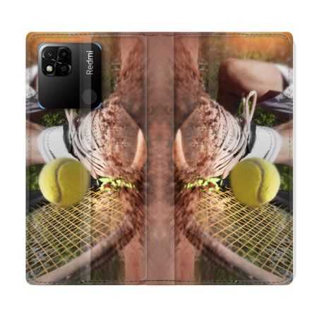 Housse cuir portefeuille Pour Xiaomi Redmi 10A Sport Tennis Glissade