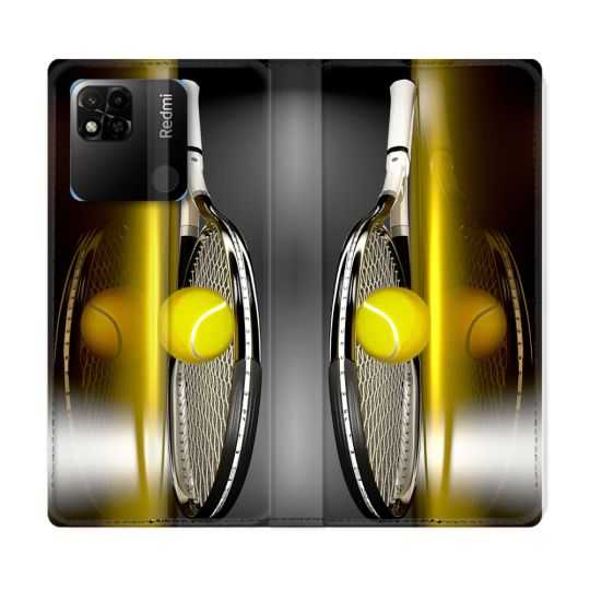 Housse cuir portefeuille Pour Xiaomi Redmi 10A Sport Tennis Reflet
