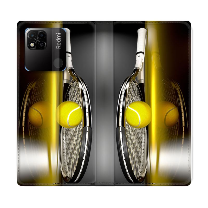 Housse cuir portefeuille Pour Xiaomi Redmi 10A Sport Tennis Reflet