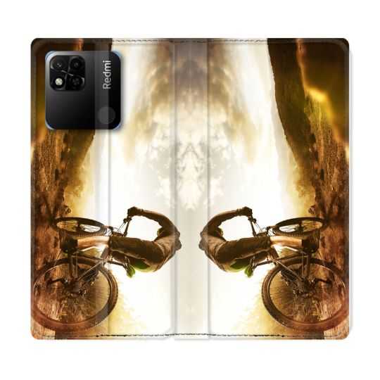 Housse cuir portefeuille Pour Xiaomi Redmi 10A Sport VTT Soleil