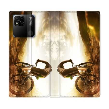 Housse cuir portefeuille Pour Xiaomi Redmi 10A Sport VTT Soleil