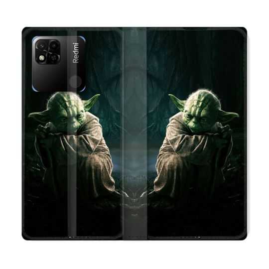 Housse cuir portefeuille Pour Xiaomi Redmi 10A Star Wars - Yoda sombre