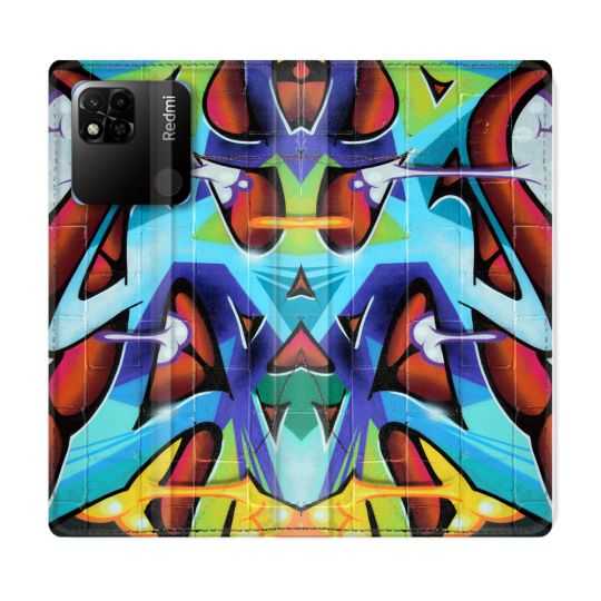 Housse cuir portefeuille Pour Xiaomi Redmi 10A Street Art Graf Color