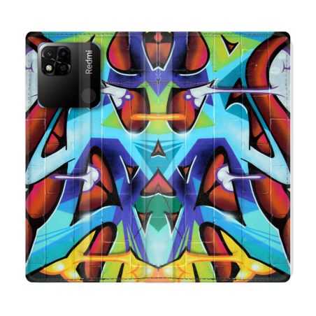 Housse cuir portefeuille Pour Xiaomi Redmi 10A Street Art Graf Color
