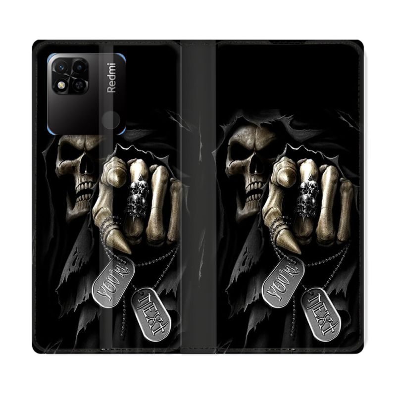 Housse cuir portefeuille Pour Xiaomi Redmi 10A Tete de Mort Your Next