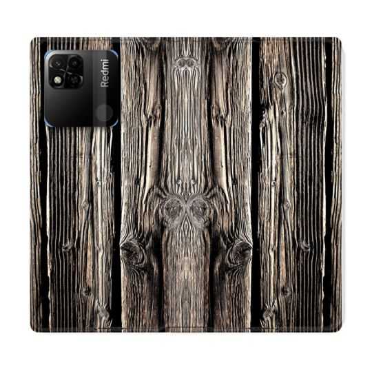 Housse cuir portefeuille Pour Xiaomi Redmi 10A Texture Bois