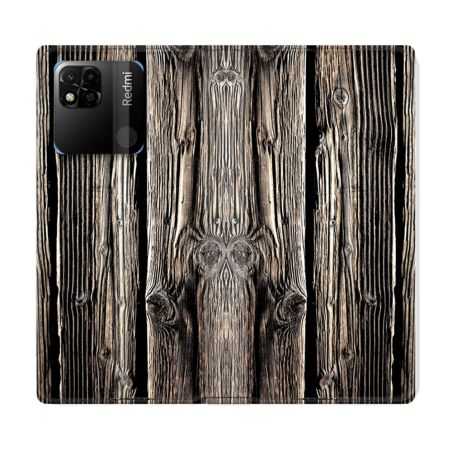 Housse cuir portefeuille Pour Xiaomi Redmi 10A Texture Bois