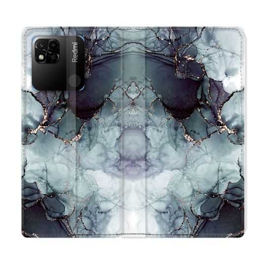Housse cuir portefeuille Pour Xiaomi Redmi 10A Texture Marbre Gris