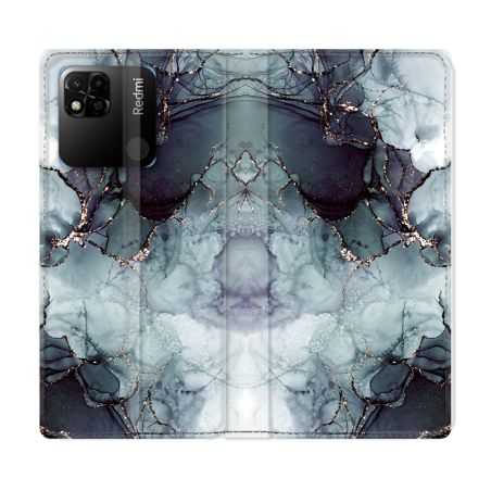 Housse cuir portefeuille Pour Xiaomi Redmi 10A Texture Marbre Gris