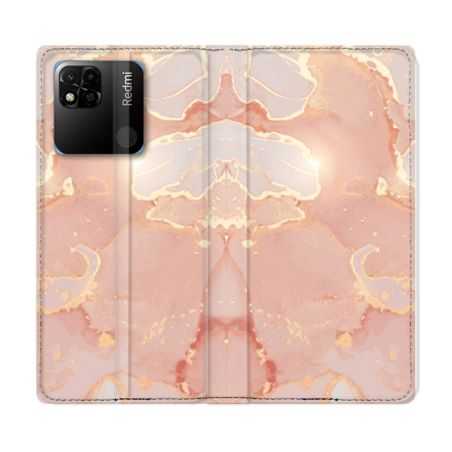 Housse cuir portefeuille Pour Xiaomi Redmi 10A Texture Marbre Rose