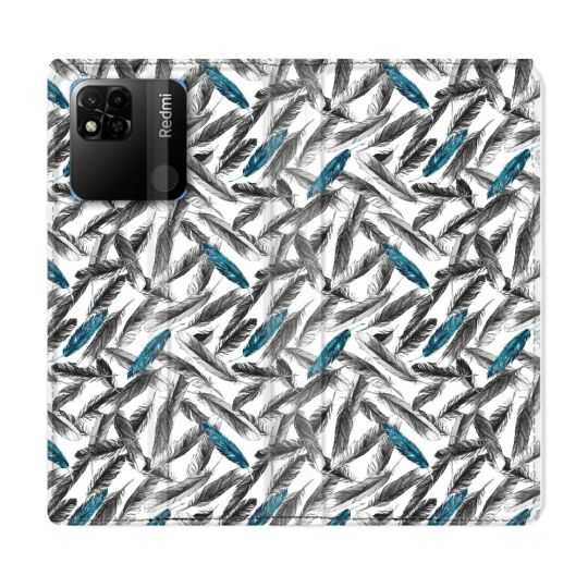 Housse cuir portefeuille Pour Xiaomi Redmi 10A Texture Plume Canard