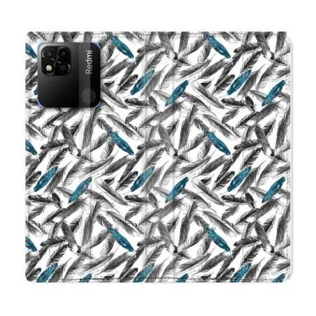 Housse cuir portefeuille Pour Xiaomi Redmi 10A Texture Plume Canard