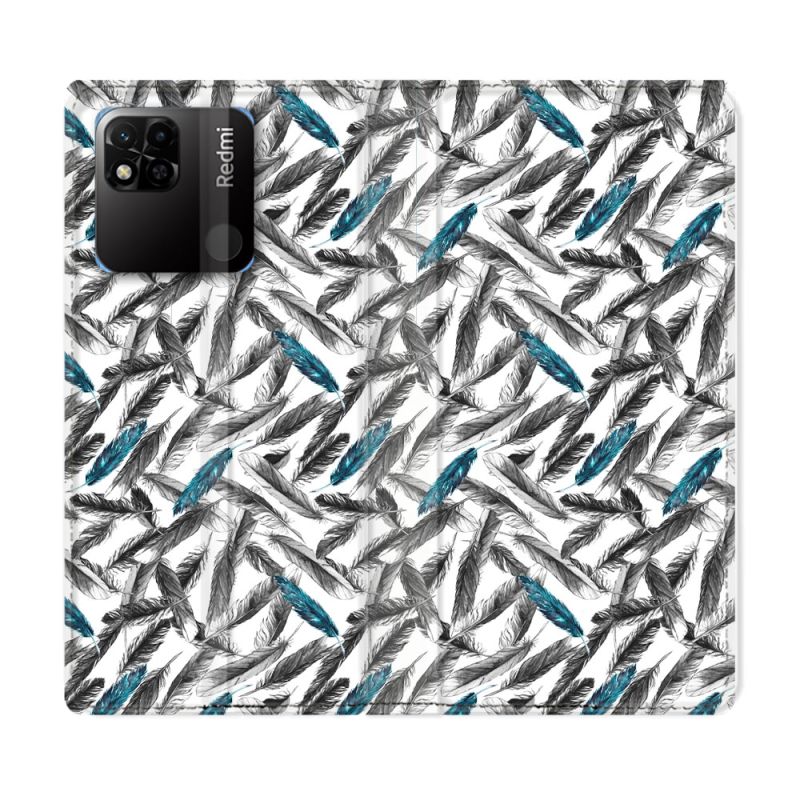Housse cuir portefeuille Pour Xiaomi Redmi 10A Texture Plume Canard