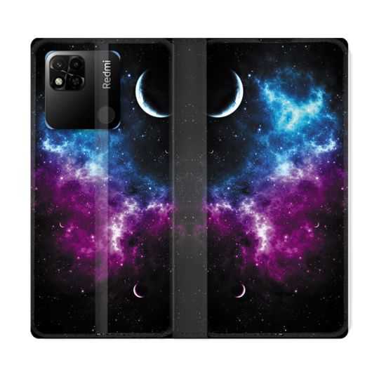 Housse cuir portefeuille Pour Xiaomi Redmi 10A Univers Bleu Violet