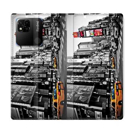 Housse cuir portefeuille Pour Xiaomi Redmi 10A Voyage Amerique USA New York Taxi