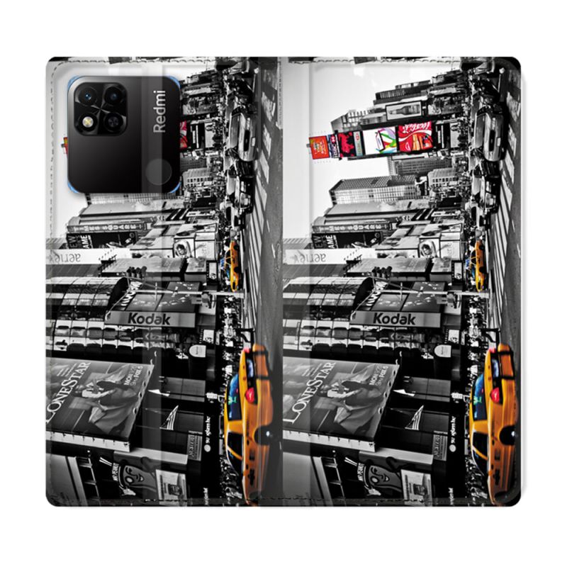 Housse cuir portefeuille Pour Xiaomi Redmi 10A Voyage Amerique USA New York Taxi