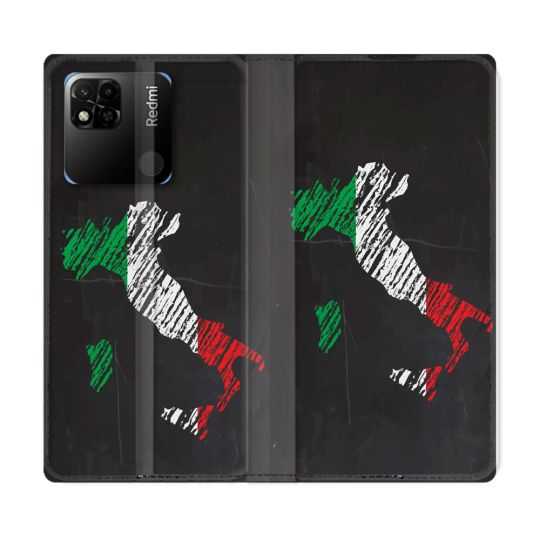 Housse cuir portefeuille Pour Xiaomi Redmi 10A Voyage Italie Botte