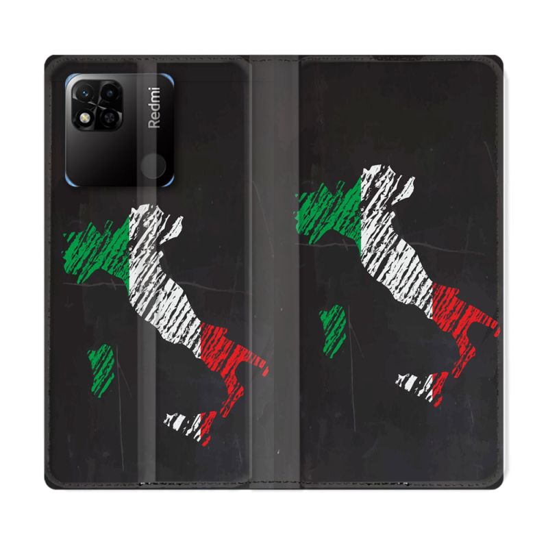Housse cuir portefeuille Pour Xiaomi Redmi 10A Voyage Italie Botte