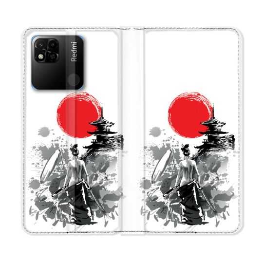 Housse cuir portefeuille Pour Xiaomi Redmi 10A Voyage Japon Femme