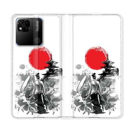 Housse cuir portefeuille Pour Xiaomi Redmi 10A Voyage Japon Femme