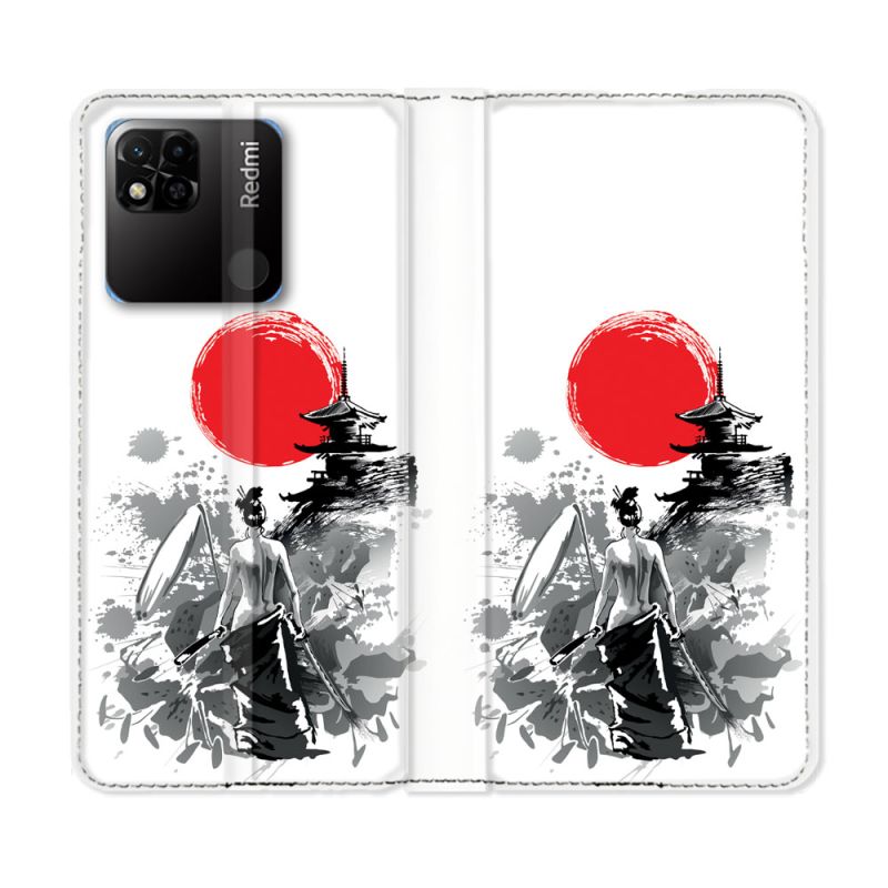 Housse cuir portefeuille Pour Xiaomi Redmi 10A Voyage Japon Femme