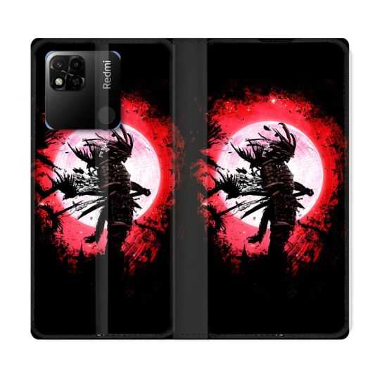 Housse cuir portefeuille Pour Xiaomi Redmi 10A Voyage Japon Samourai