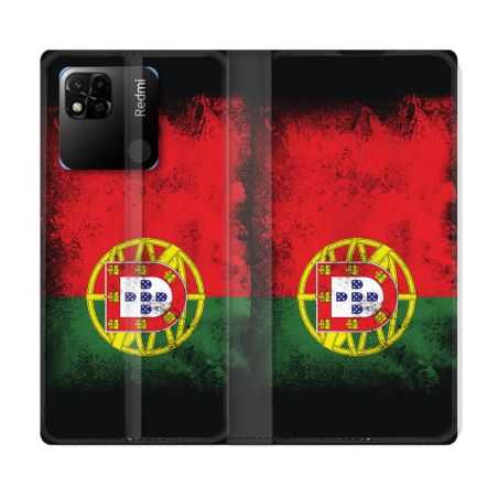 Housse cuir portefeuille Pour Xiaomi Redmi 10A Voyage Portugal Drapeau