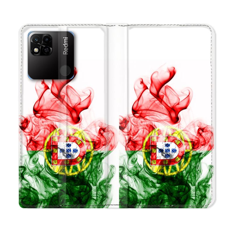 Housse cuir portefeuille Pour Xiaomi Redmi 10A Voyage Portugal Flamme